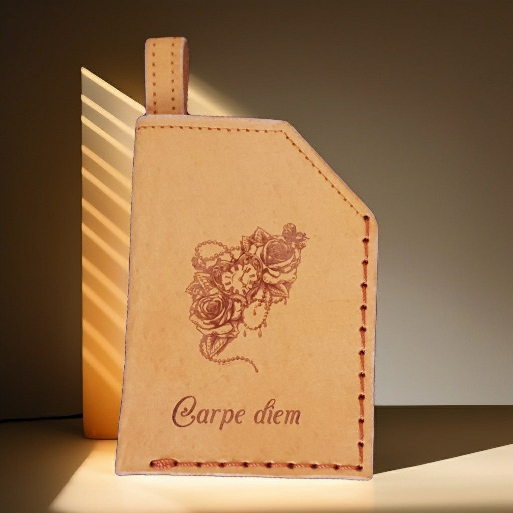 Carpe diem (Seize the day). Leather key chain Card holder-3