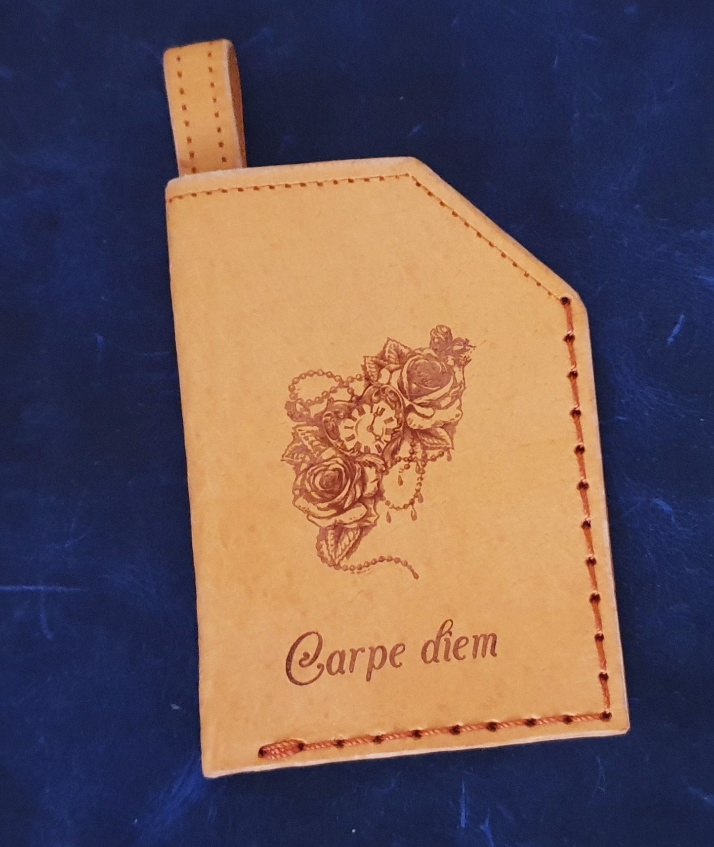 Carpe diem (Seize the day). Leather key chain Card holder-4