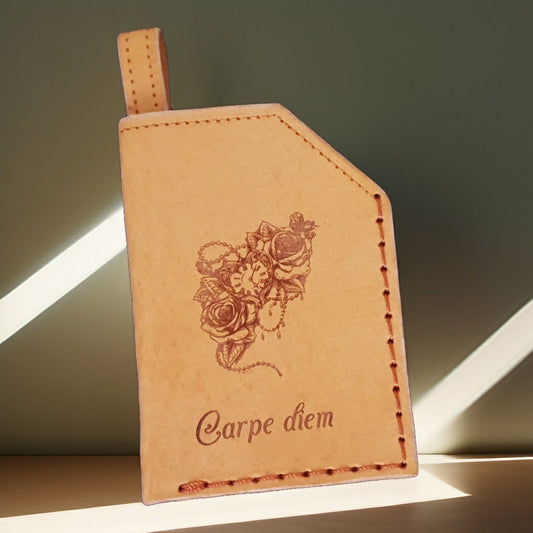 Carpe diem (Seize the day). Leather key chain Card holder-1